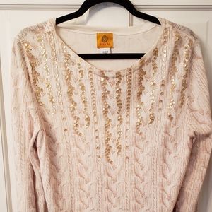 Crean and gold Ruby Road sweater large